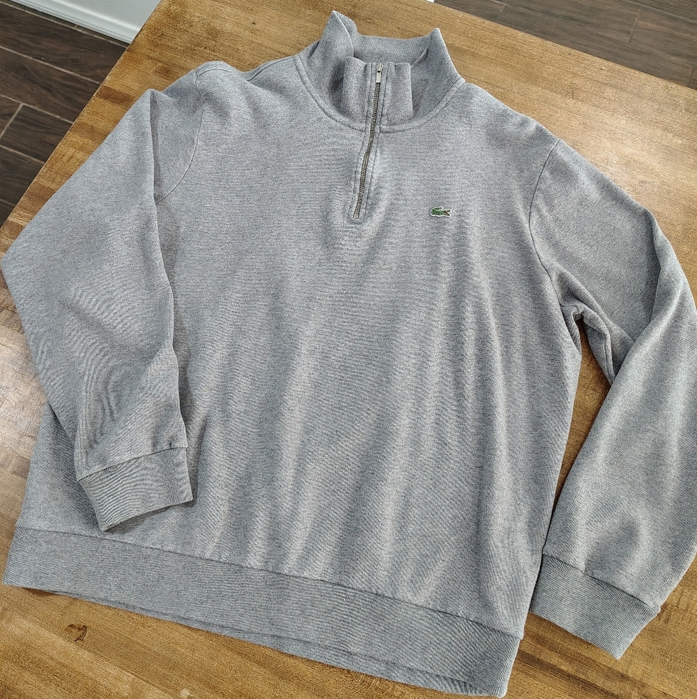 Lacoste Men's Solid Quarter-Zip Interlock Ribbed … - image 3